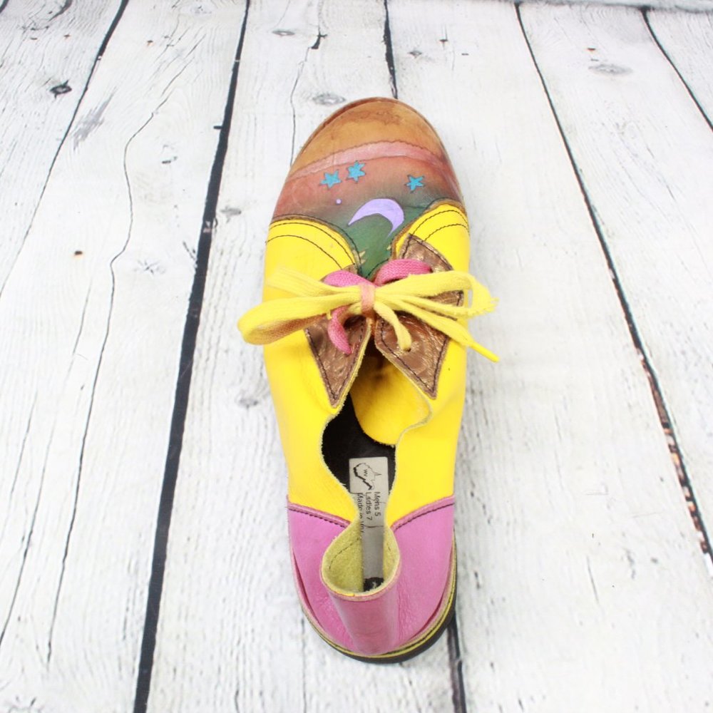 Aquatred By Goodyear Soles Multicolor Moon Stars Leather Oxford Shoes M 5 L 7 - Picture 6 of 9